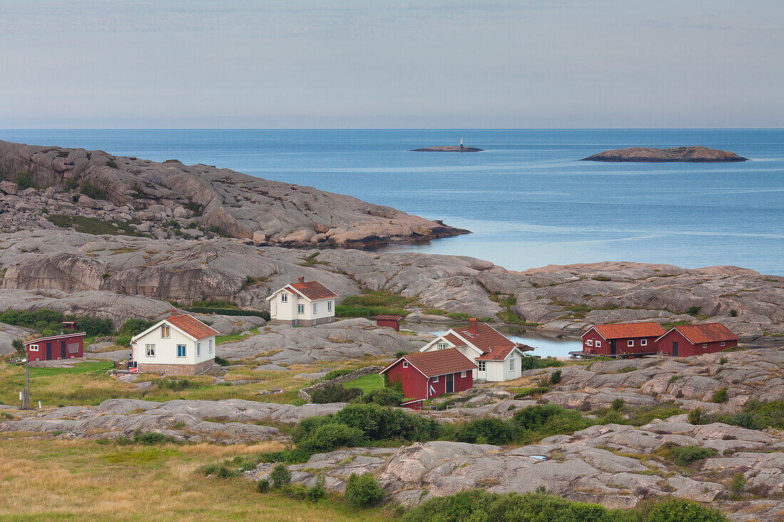  Wooden huts on the Schaerenkueste, Ramsvik, Bohuslaen. Sweden 