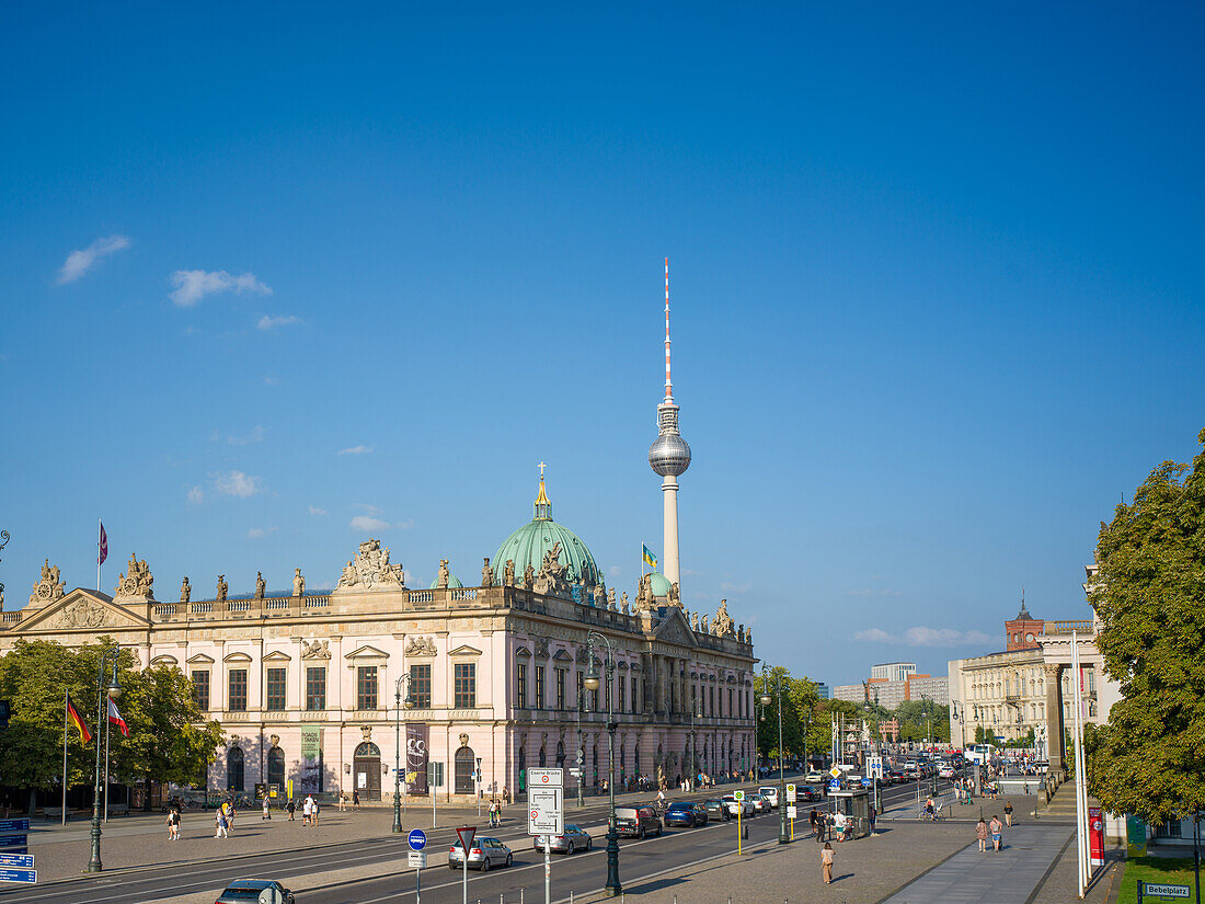  German Historical Museum and TV Tower at Alexanderplatz, Berlin-Mitte, East Berlin, Berlin, Germany, Europe 