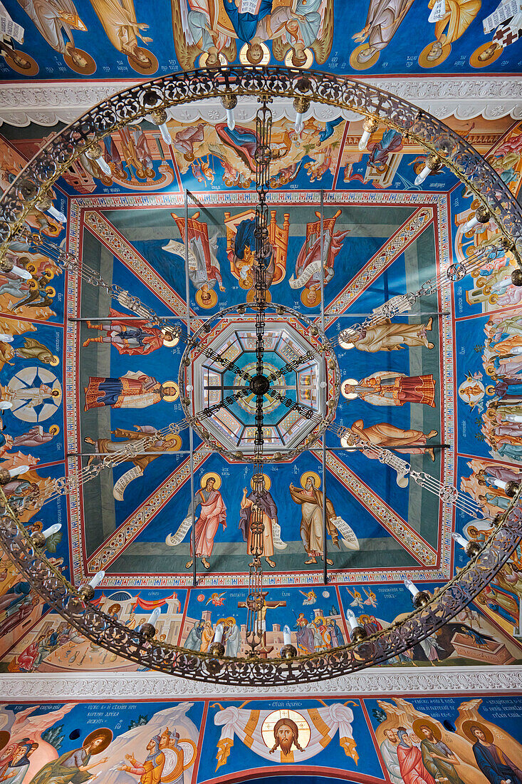 Painted ceiling of the Church of The Beheading of John The Baptist By Bohr. Moscow, Russian Federation.