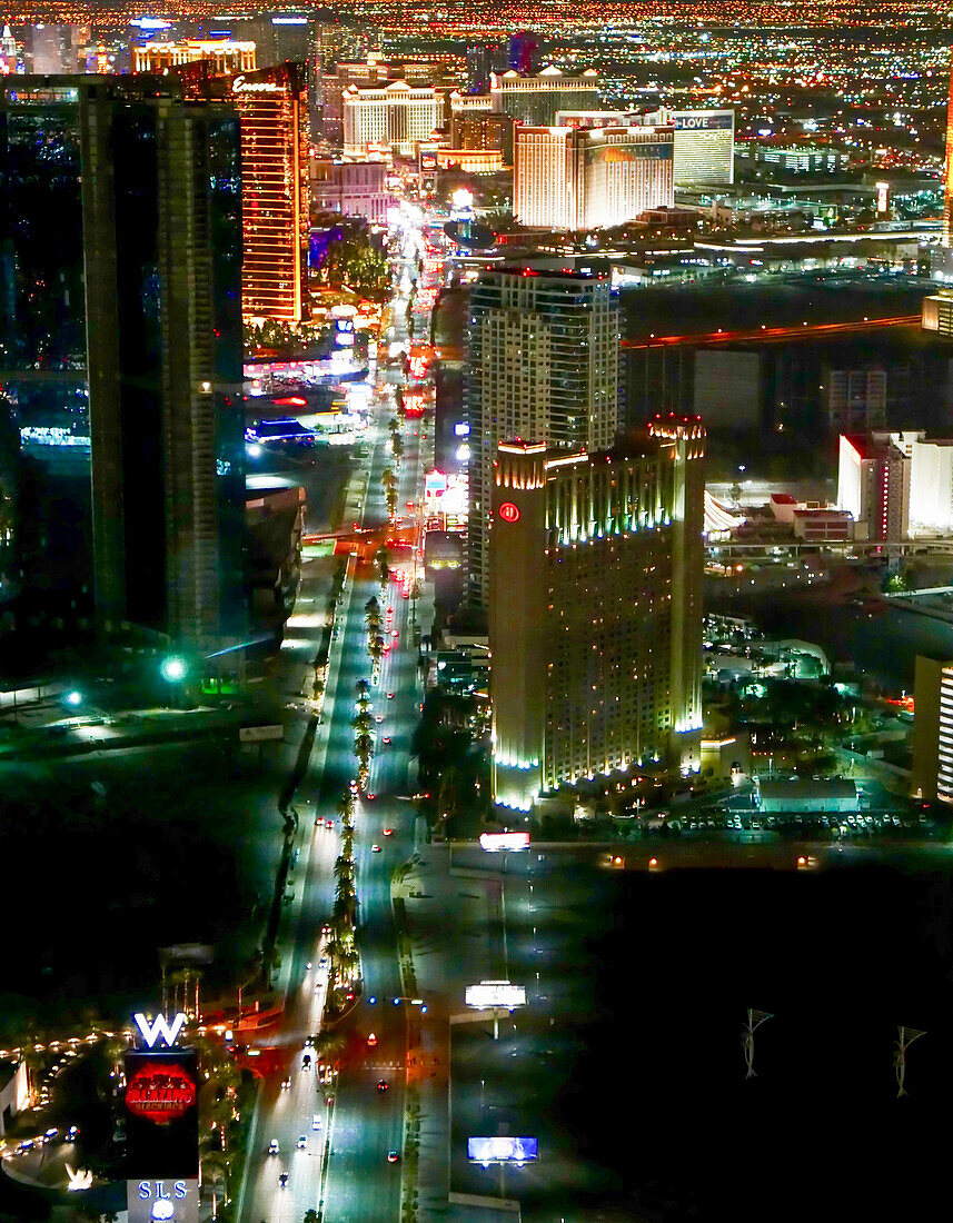  View from the needle of Las Vegas, The Strip, USA 