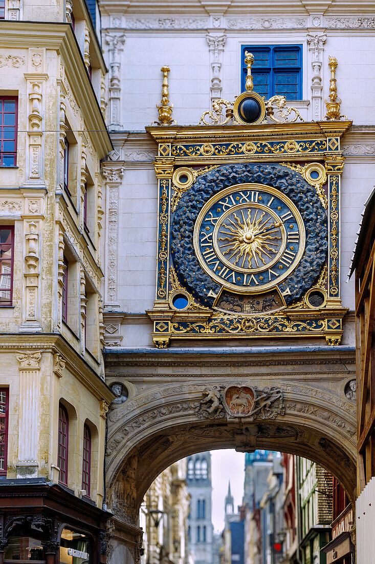  Gros-Horloge clock tower in the old town of Rouen in the Seine-Maritime department in the Normandy region of France 