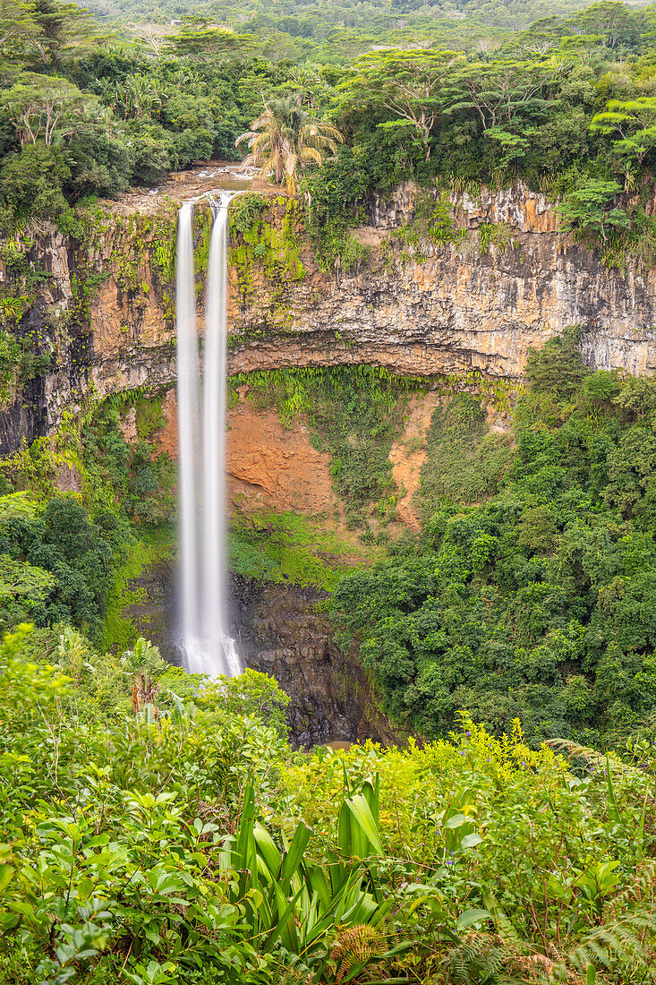 Chamarel Wasserfall, Doppelwasserfall im Black River National Park, Chamarel, Distrikt Black River, Insel Mauritius, Indischer Ozean, Ost-Afrika