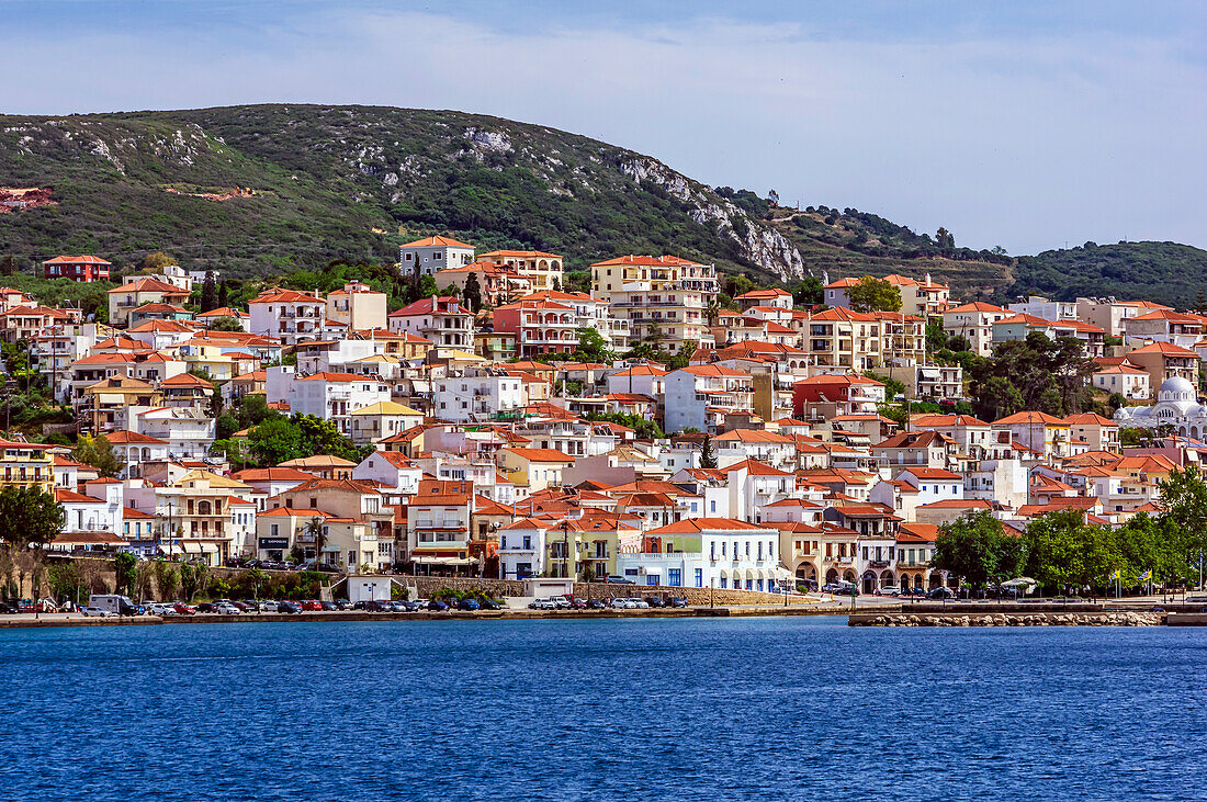  View of Pylos a port city in Messinia in Greece. 