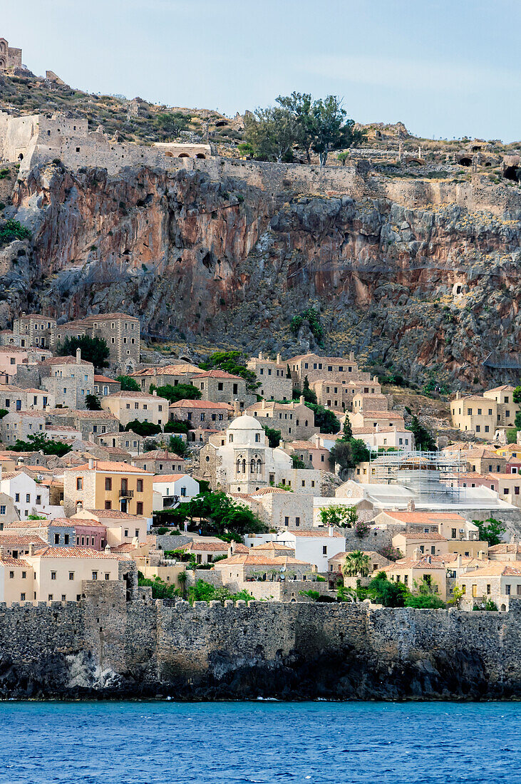  Situated on a huge monolithic rock, the medieval town of Monemvasia, Greece 