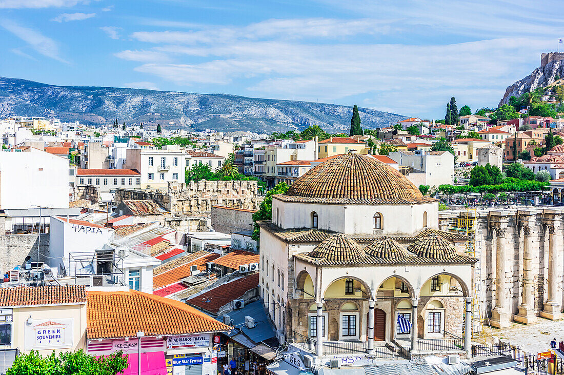  View of Byzantine Church on Monastiraki Square, Athens, Greece 