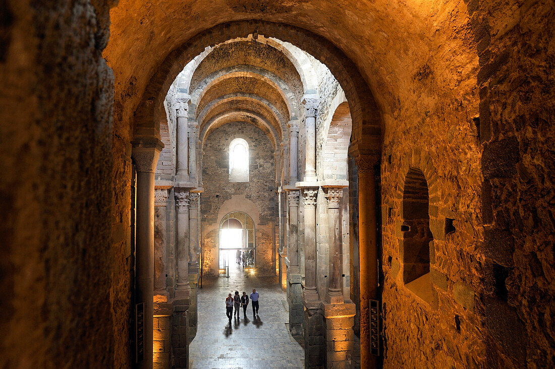 nave of the church,Monastery of Sant Pere de Rodes.Costa Brava,Catalonia,Spain,Europe