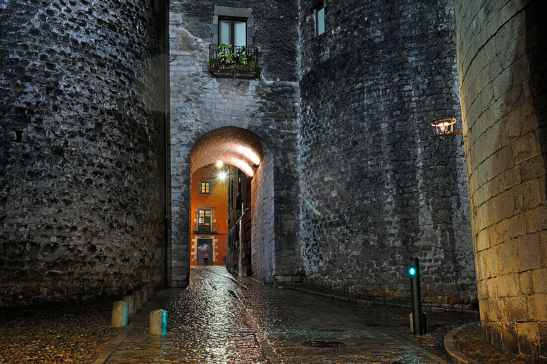 alley in the old town of Girona, Catalonia, Spain,Europe