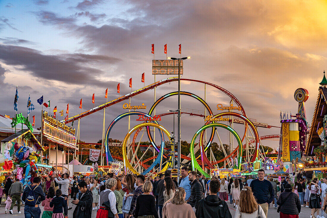  Olympia Looping roller coaster at the Oktoberfest 2024 in Munich, Bavaria, Germany  