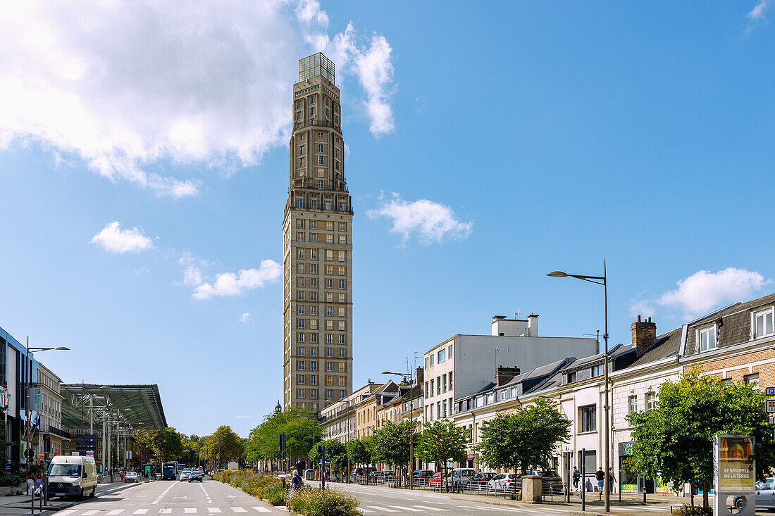  Tower house Tour Perret by Auguste Perret from Boulevard d&#39;Alsace Lorraine in Amiens in the Somme department in the Hauts-de-France region of France 