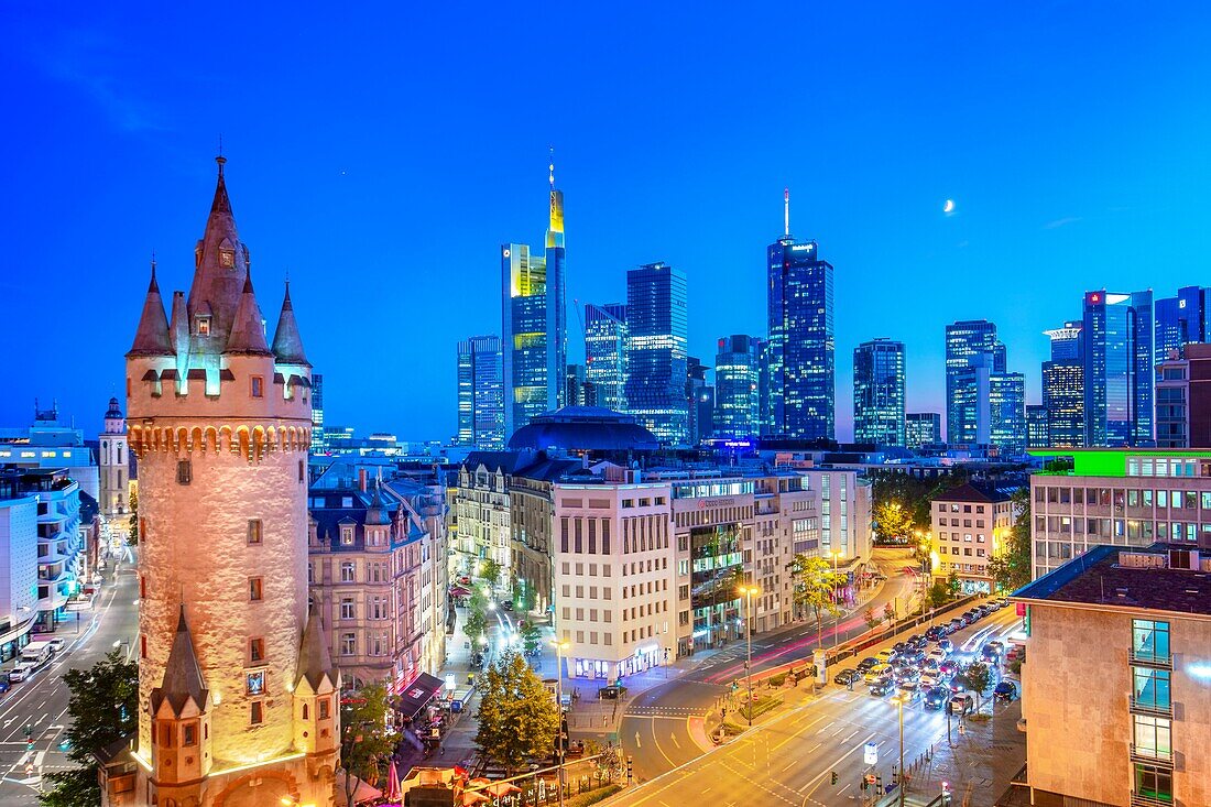 Blick von der Fleming's Terrasse, Frankfurt am Main, Stadtteil, Hessen, Darmstadt, Deutschland