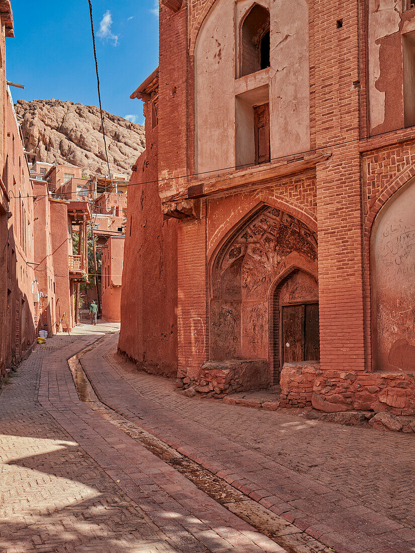 Narrow street in the historical village of Abyaneh, Natanz County, Iran.