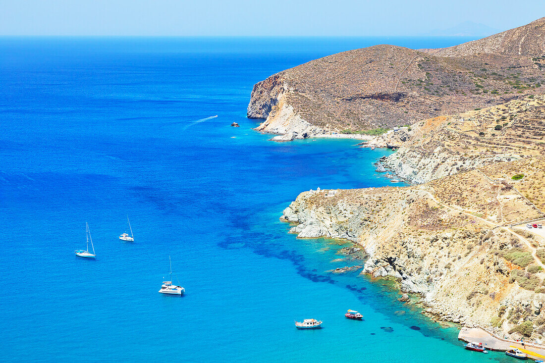 Agali bay, top view, Agali, Folegandros Island, Cyclades Islands, Greece