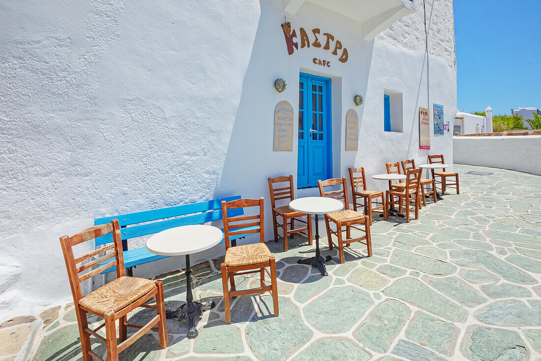 Outdoor cafe, Chora, Folegandros Island, Cyclades Islands, Greece