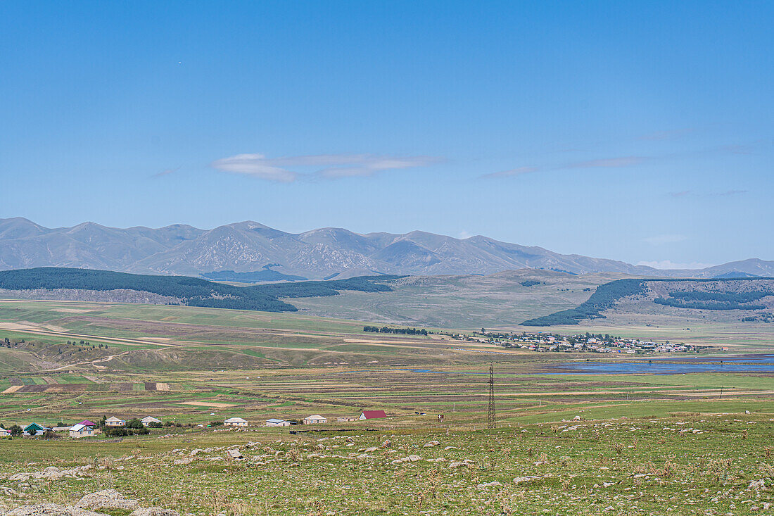 Rural landscape with canyon and river close to Tsalka town in Shida Kartli region in Georgia