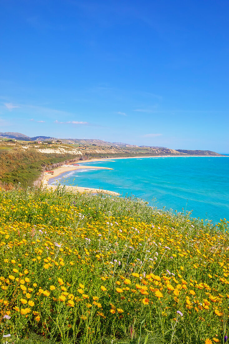  Strand von Eraclea Minoa, Draufsicht, Cattolica Eraclea, Bezirk Agrigento, Sizilien, Italien 