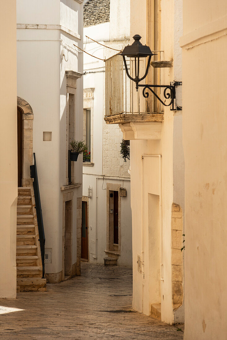 Charming narrow streets of Locorotondo, Puglia, Italy.