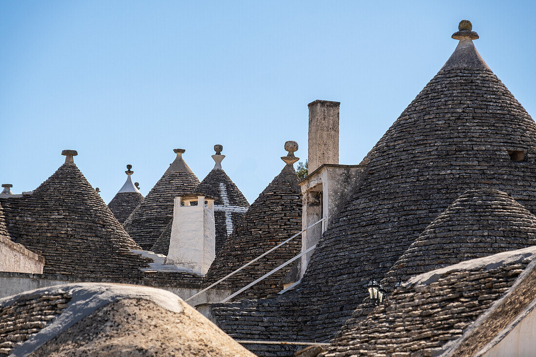 Trulli houses rooftops in Alberobello, Puglia, Italy.