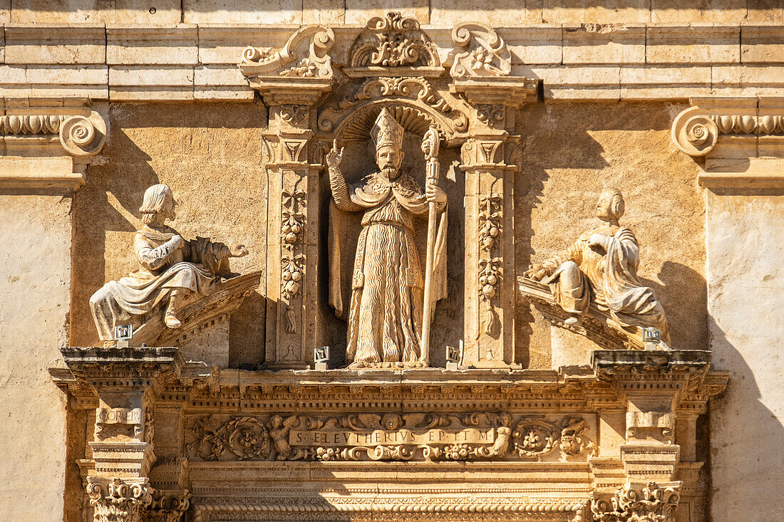 Detail of the Chiesa Matrice of Mesagne (also called Mother Church) in Mesagne, Puglia, Italy.