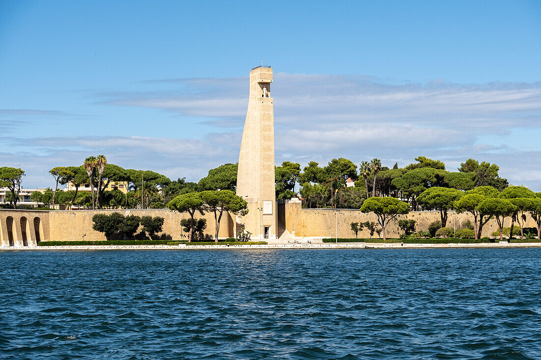 The Italian Sailor Monument (also called the Big Rudder) built in 1933 in the shape of a rudder, which stands 54 meters tall in Brindisi, Puglia, Italy.