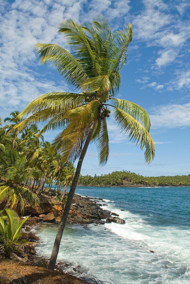 Ile Royale avec l'Ile du Diable en arriere-plan,Iles du Salut,Guyane,region et departement d'outre-mer francais,Amerique du Sud//Ile Royale with the Ile du Diable in the background,,Iles du Salut (Islands of Salvation),French Guiana,overseas department and region of France,Atlantic coast of South America