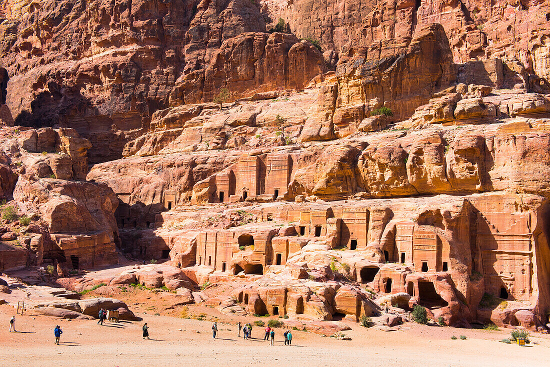 Terraces and tombs, historical and archaeological site of the Nabatean city of Petra, UNESCO World Heritage Site, Jordan, Near East, Southern Levant, West Asia