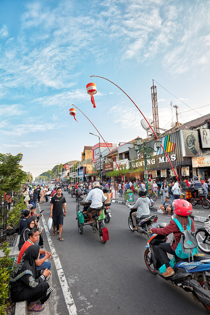 Day traffic on Malioboro Street. Yogyakarta, Java, Indonesia.