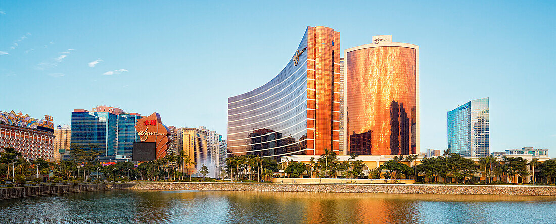 Panoramic view of the The Wynn Macau, a luxury hotel and casino. Macau, China.