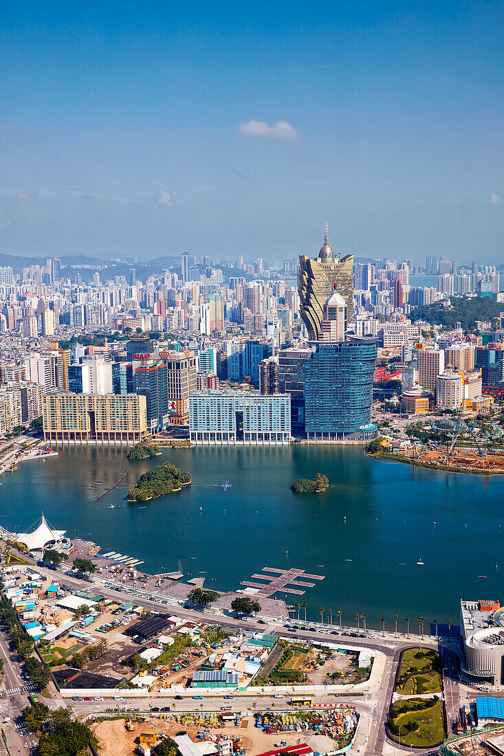 Aerial view of the Macau Peninsula. Macau, China.