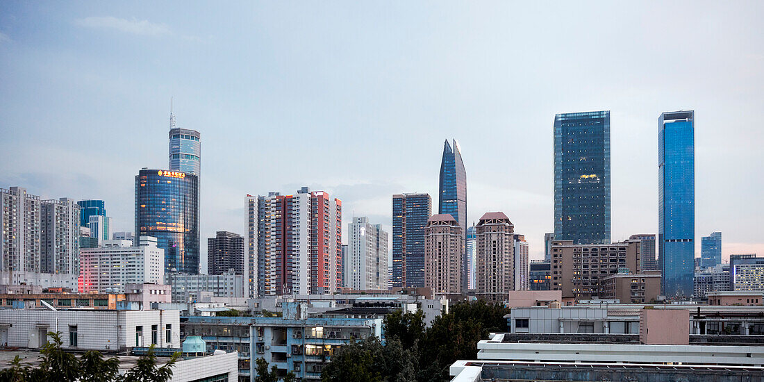 High-rise buildings in Futian District. Shenzhen, Guangdong Province, China.