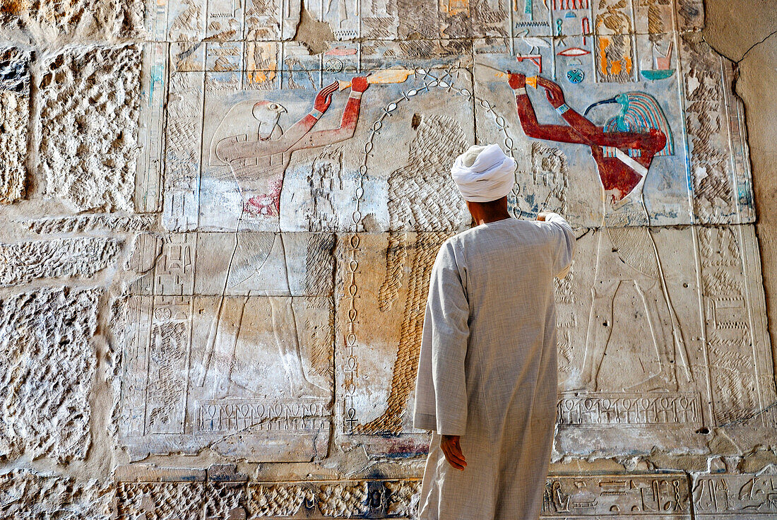 Wandbild im Tempel der Königin-Pharao Hatschepsut, Tempelkomplex von Karnak, Luxor, Ägypten, Afrika