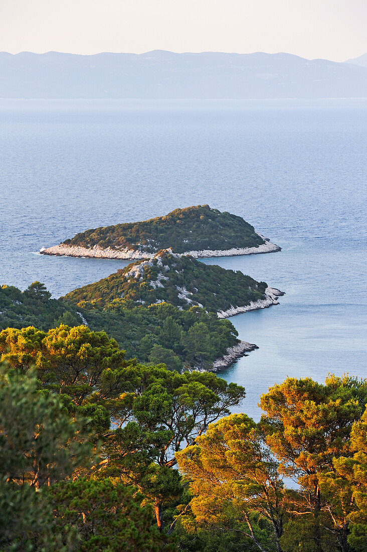 Blick auf die Maslovnjak-Inseln im Norden von Pasadur, Insel Lastovo, bei Dubrovnik, Kroatien, Dalmatien, Südosteuropa