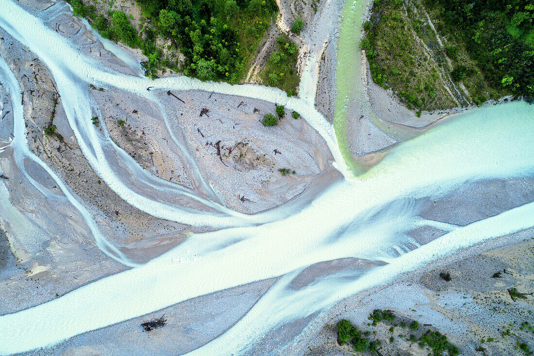  summer, aerial view, from above, river, water, Bavaria, Germany, Europe 