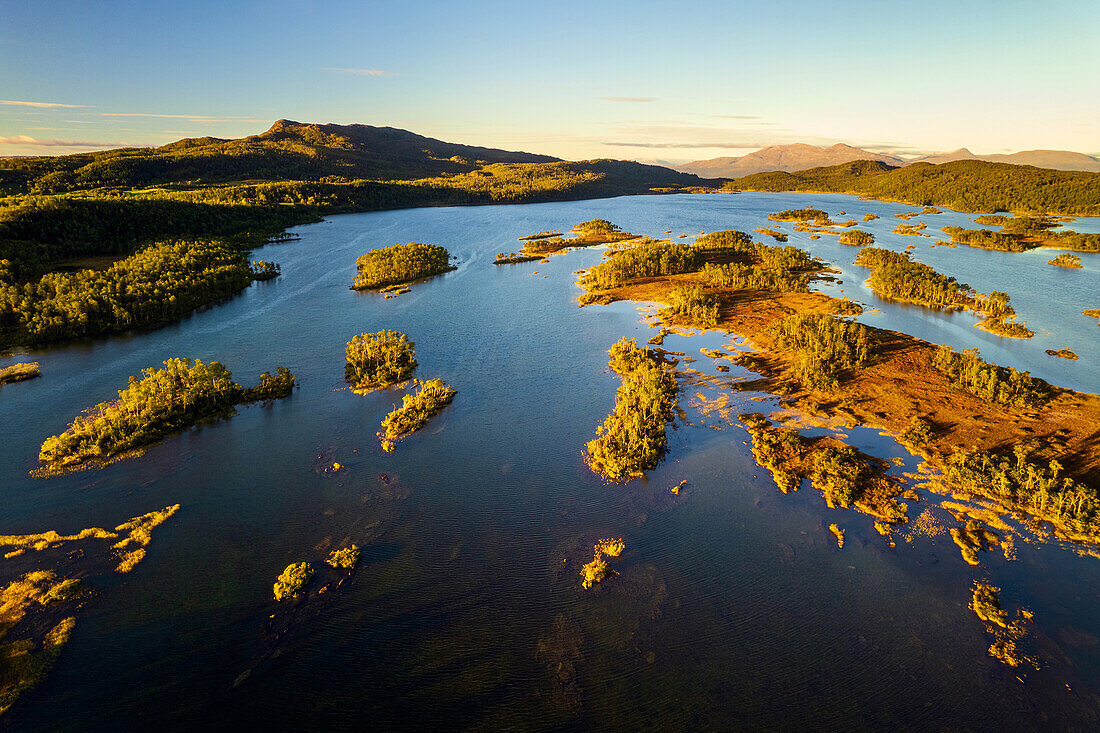 Sommer, Luftaufnahme, Inseln, See, Senja, Skaland, Norwegen, Europa