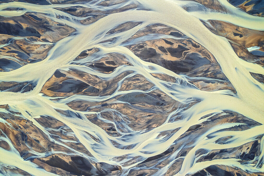  Summer, Aerial, Glacier River, River, Abstract, Iceland, Europe 