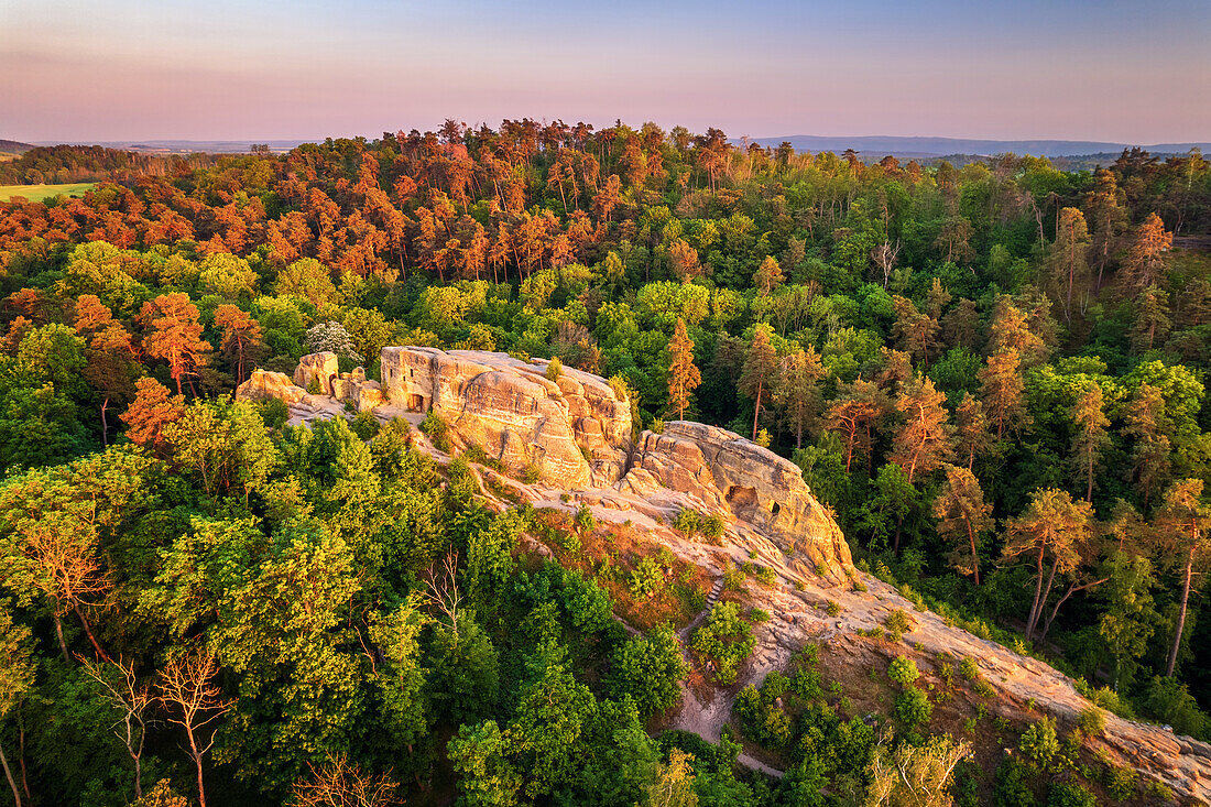  Summer, aerial view, Klus, Klusfelsen, Halberstadt, Harz, Saxony-Anhalt, Germany, Europe 