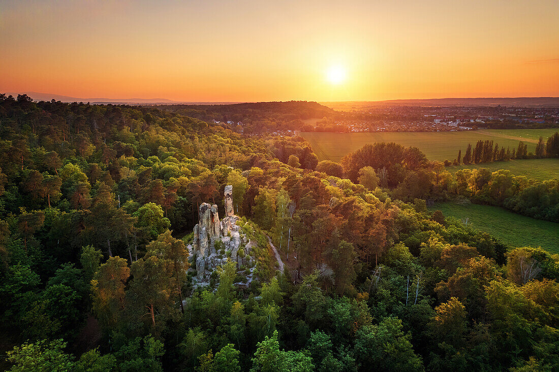  Summer, aerial view, Klus, Klusfelsen, Halberstadt, Harz, Saxony-Anhalt, Germany, Europe 