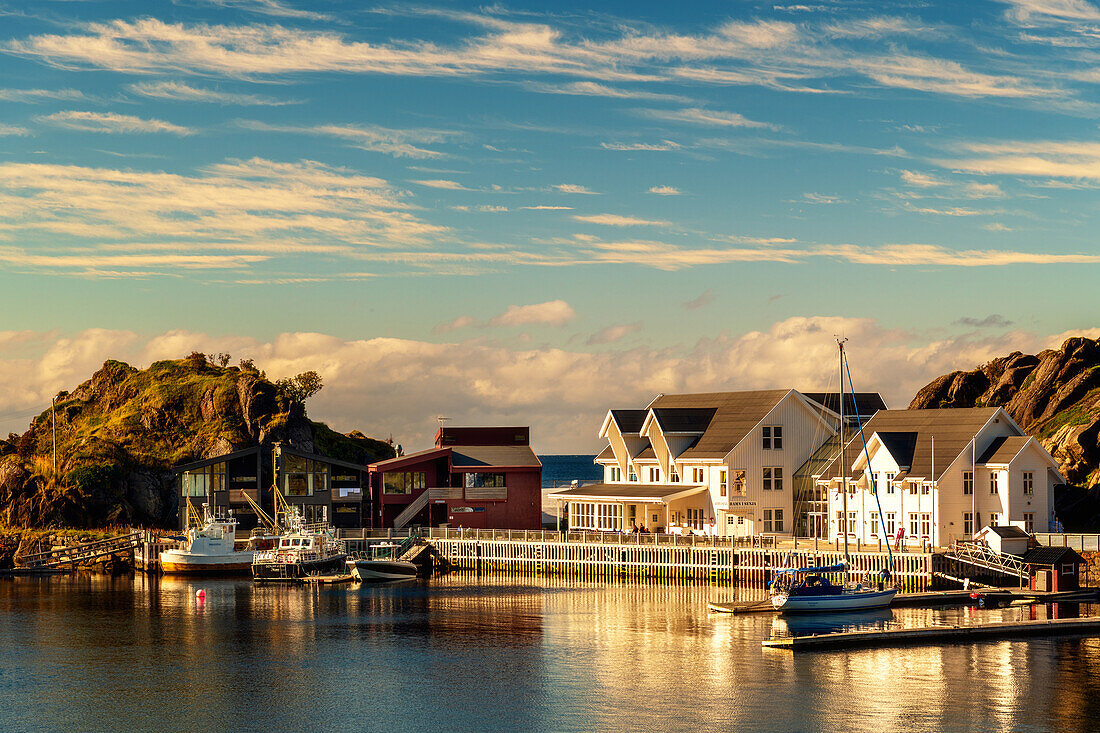  Summer, island, harbor, jetty, boats, coast, Hamn, Fjord, Senja, Skaland, Norway, Europe 