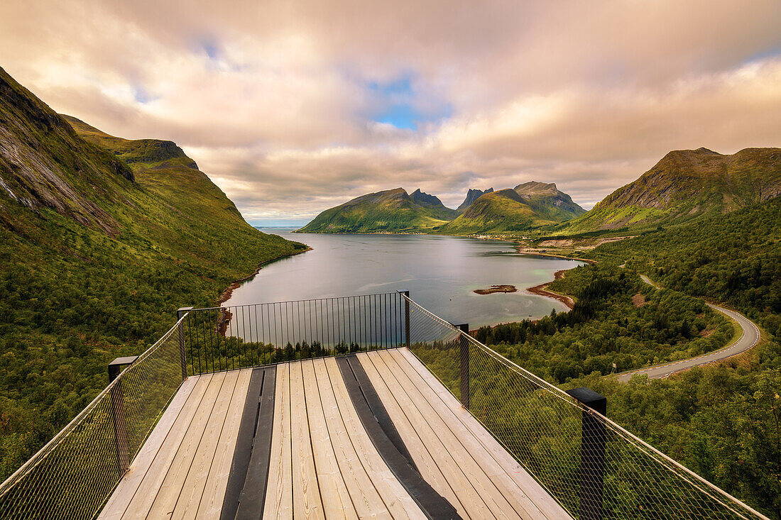  summer, viewpoint, mountains, bay, fjord, Bergsbotn, Senja, Skaland, Norway, Europe 