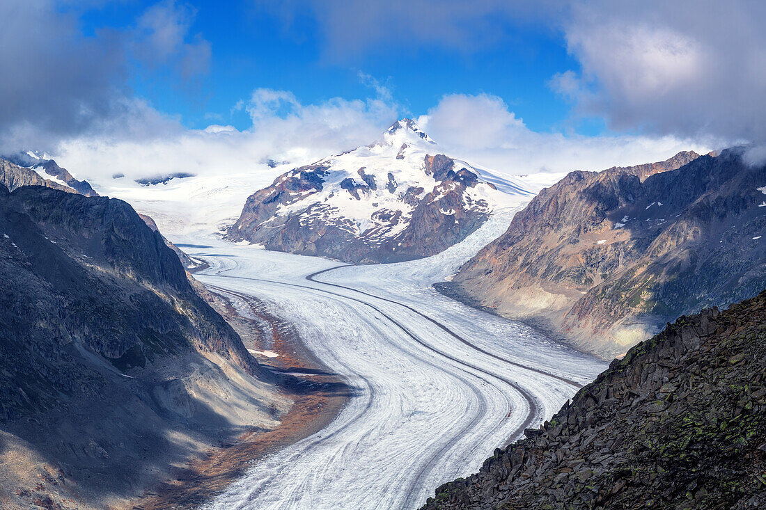  Aletsch Glacier, glacier, glacier tongue, Fieschertal, mountains, Alps, Valais, Switzerland, Europe 