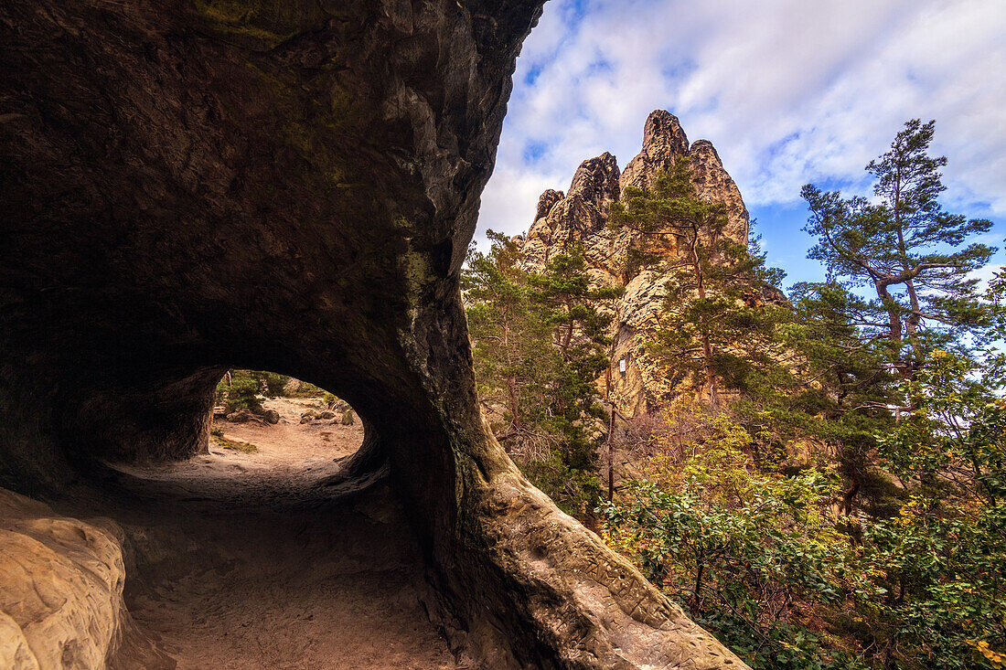 Höhle, Sandstein, Hamburger Wappen, Teufelsmauer, Timmenrode, Harz, Sachsen-Anhalt, Deutschland, Europa