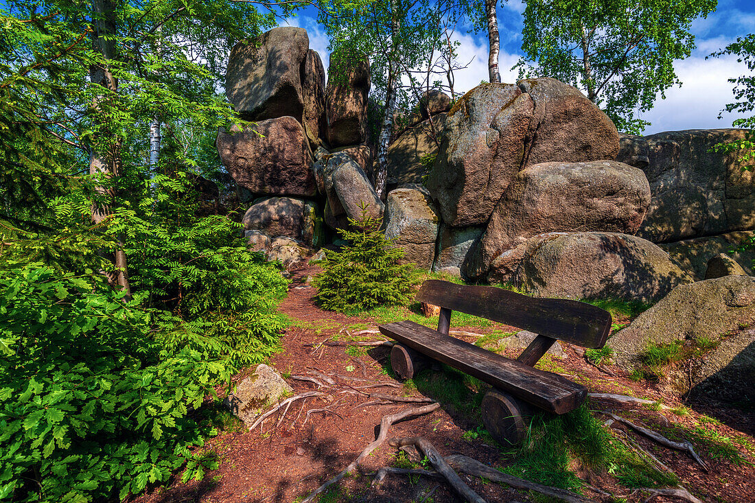  hiking trail, cliff, rock formations, Oker, Okertalsperre, Okertal, Oker, Harz, Lower Saxony, Germany, Europe 