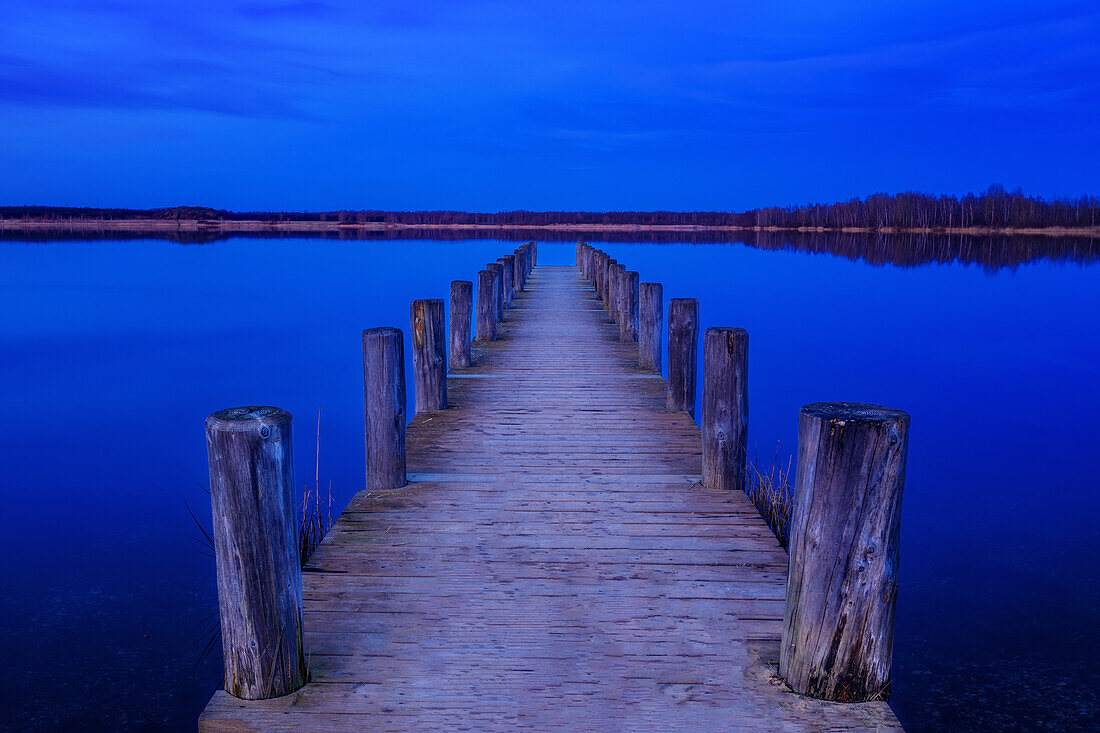  lake, shore, jetty, abstract, reflection, blue hour, Wallendorf, Leipzig, Saxony, Germany 