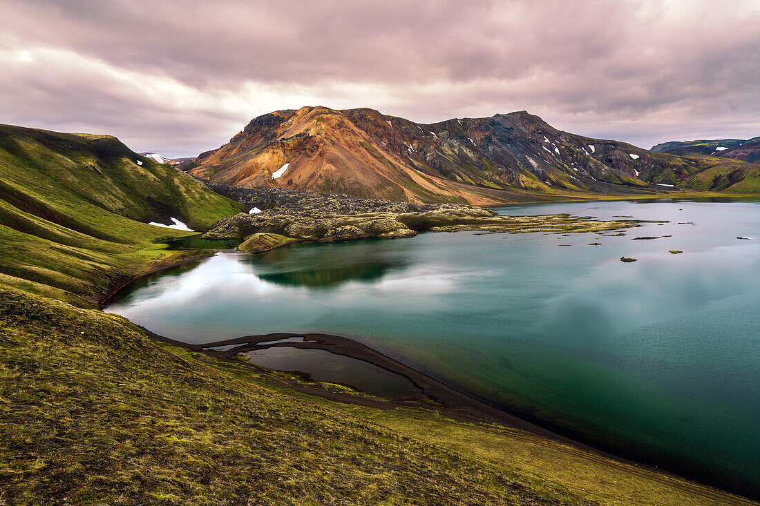  Lake, highlands, desert, volcanic landscape, barren, mountains, FrostastaÃ°avatn, Landmannalaugar, Iceland, Europe 