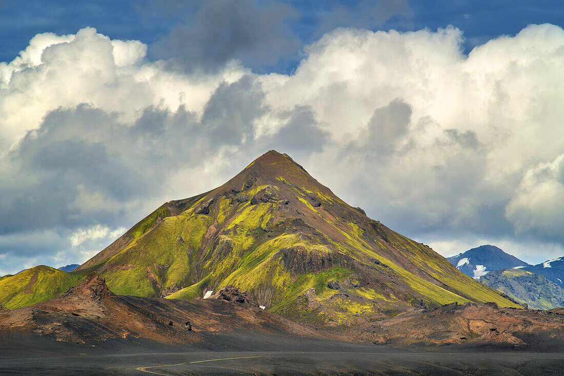  road, storm, mountain, pyramid, highland, desert, volcanic landscape, mountains, Landmannalaugar, Iceland, Europe 