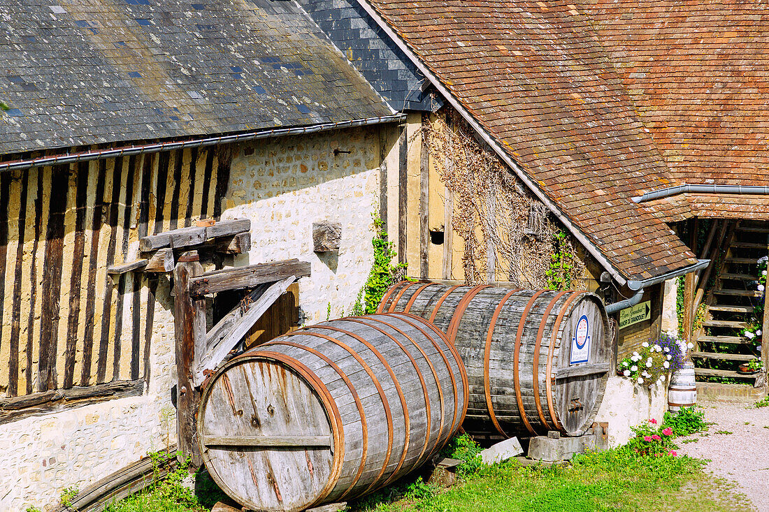  Manor house with cider production and Calvados distillery Le Manoir de Grandouet near Cambremer in the Pays d&#39;Auge in the Calvados department in the Normandy region of France 