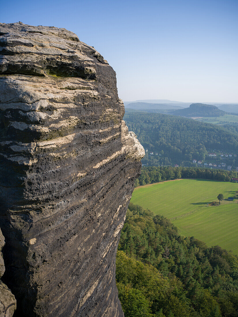  View from Lilienstein, Saxon Switzerland, Elbe Sandstone Mountains, Saxony, Germany, Europe 