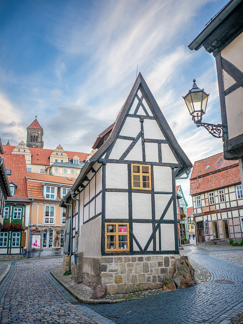 Fachwerkhaus 'Finkenherd 1', Welterbestadt Quedlinburg, Harz, Sachsen-Anhalt, Mitteldeutschland, Deutschland, Europa