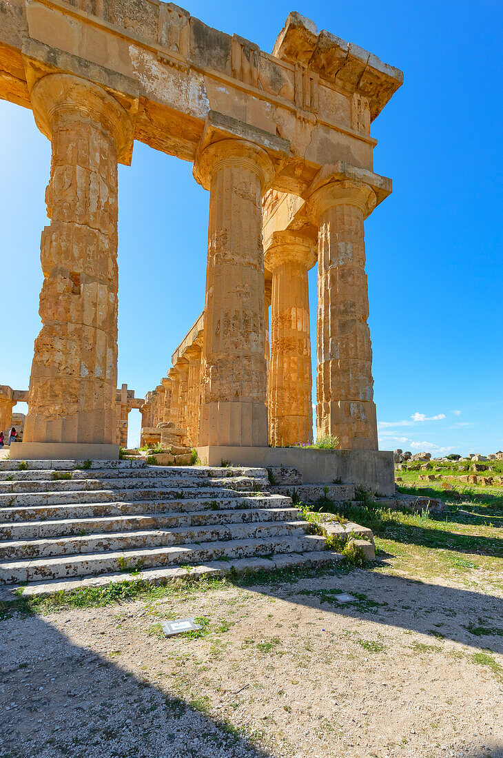  Tempel der Hera oder Tempel E, Archäologischer Park Selinunte, Selinunte, Bezirk Trapani, Sizilien, Italien 