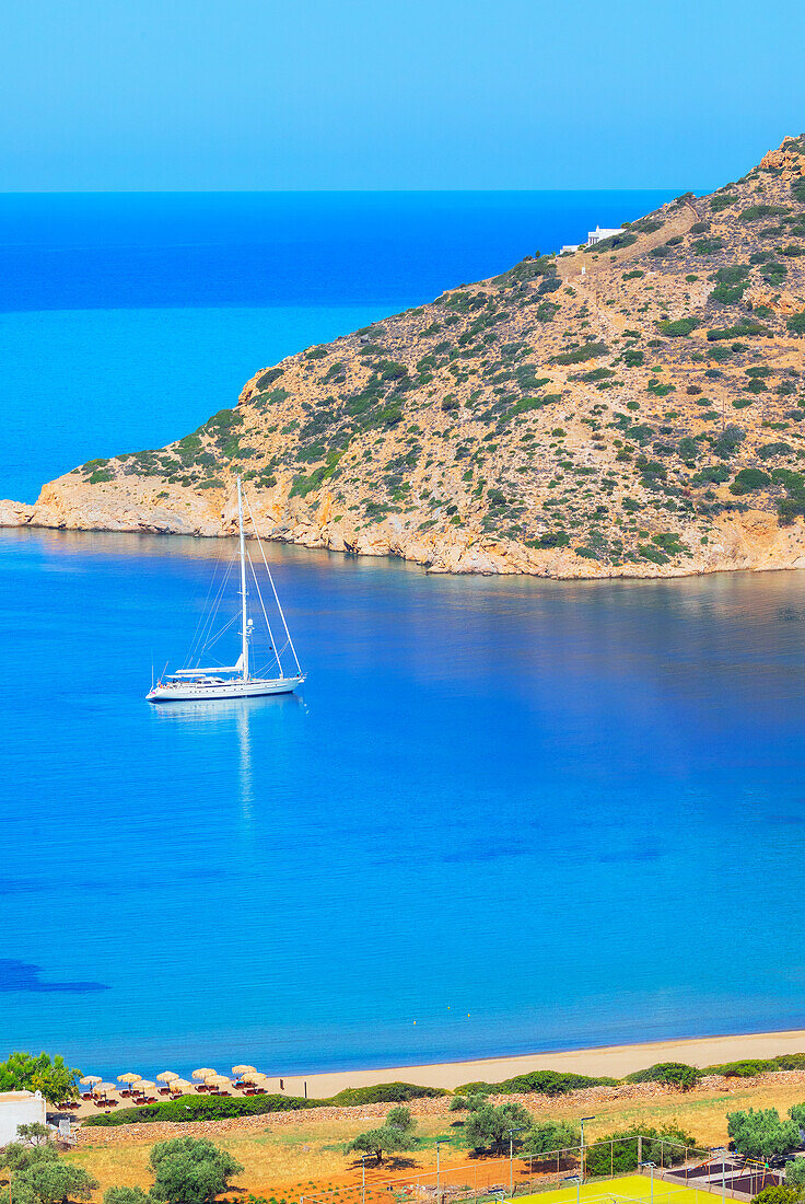  Vathi Bay, erhöhte Ansicht, Vathi, Insel Sifnos, Kykladen, Griechenland 