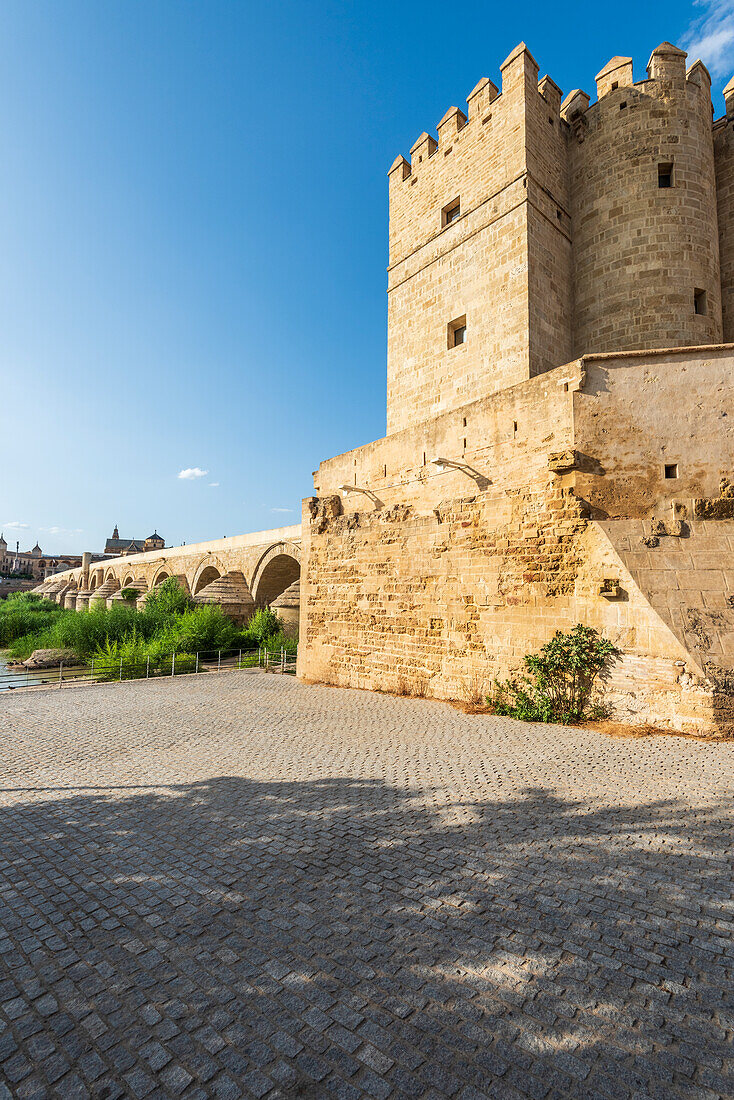  Torre de la Calahorra, Puente Romano and Mezquita Cathedral on the Gudalquivir River in Cordoba, Andalusia, Spain 